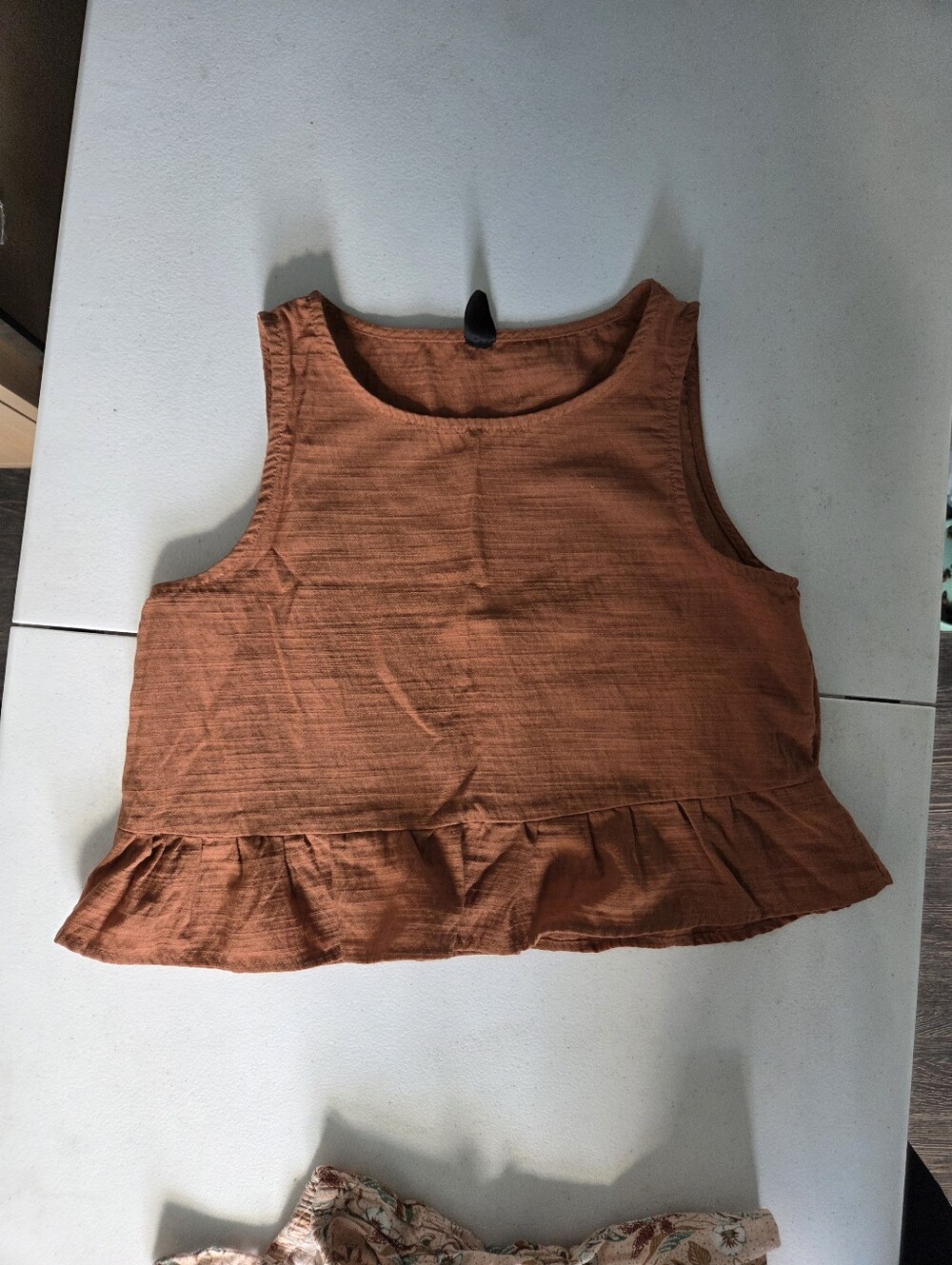 Rust Brown Cropped Tank & Floral Smocked Cami Blouse Bundle - Picture 4 of 5